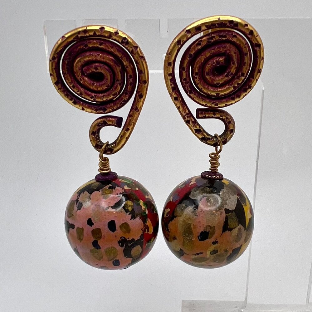 Jeff Lieb Fired Enamel Runway X-Large Clip Earrin… - image 2